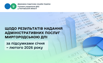 Щодо результатів надання адміністративних послуг Миргородською ДПІ за підсумками січня – лютого 2026 року