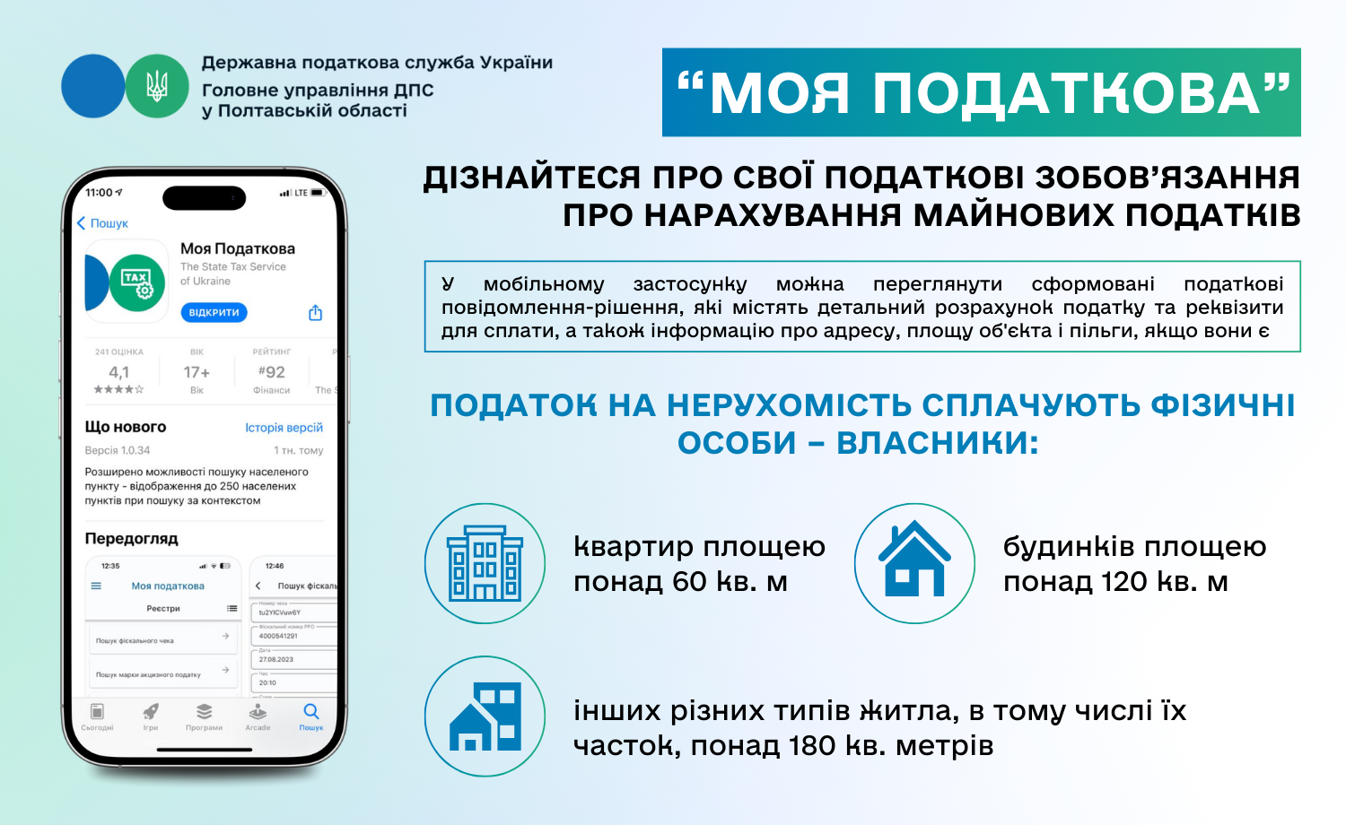 «Моя податкова»: Дізнайтеся про свої податкові зобов’язання про нарахування майнових податків