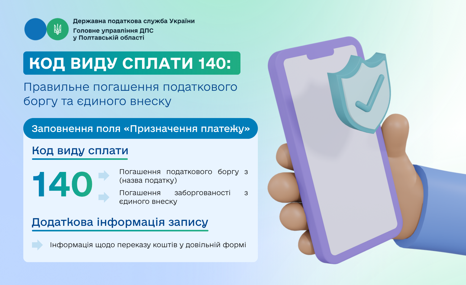 Код виду сплати 140: Правильне погашення податкового боргу та єдиного внеску