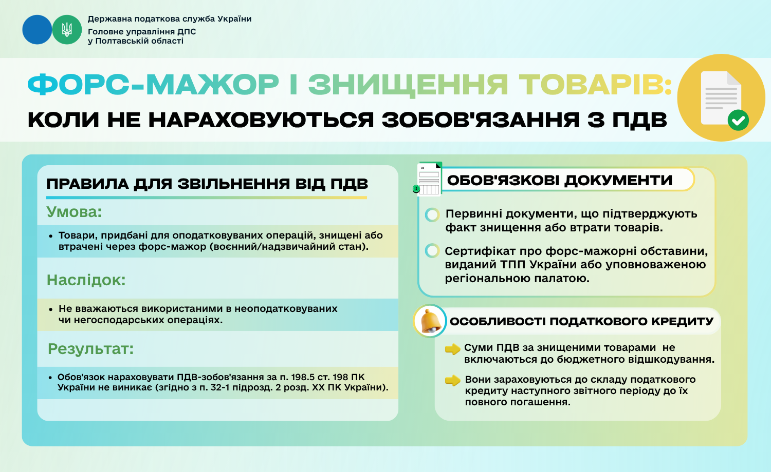 Форс-мажор і знищення товарів: коли не нараховуються зобов'язання з ПДВ