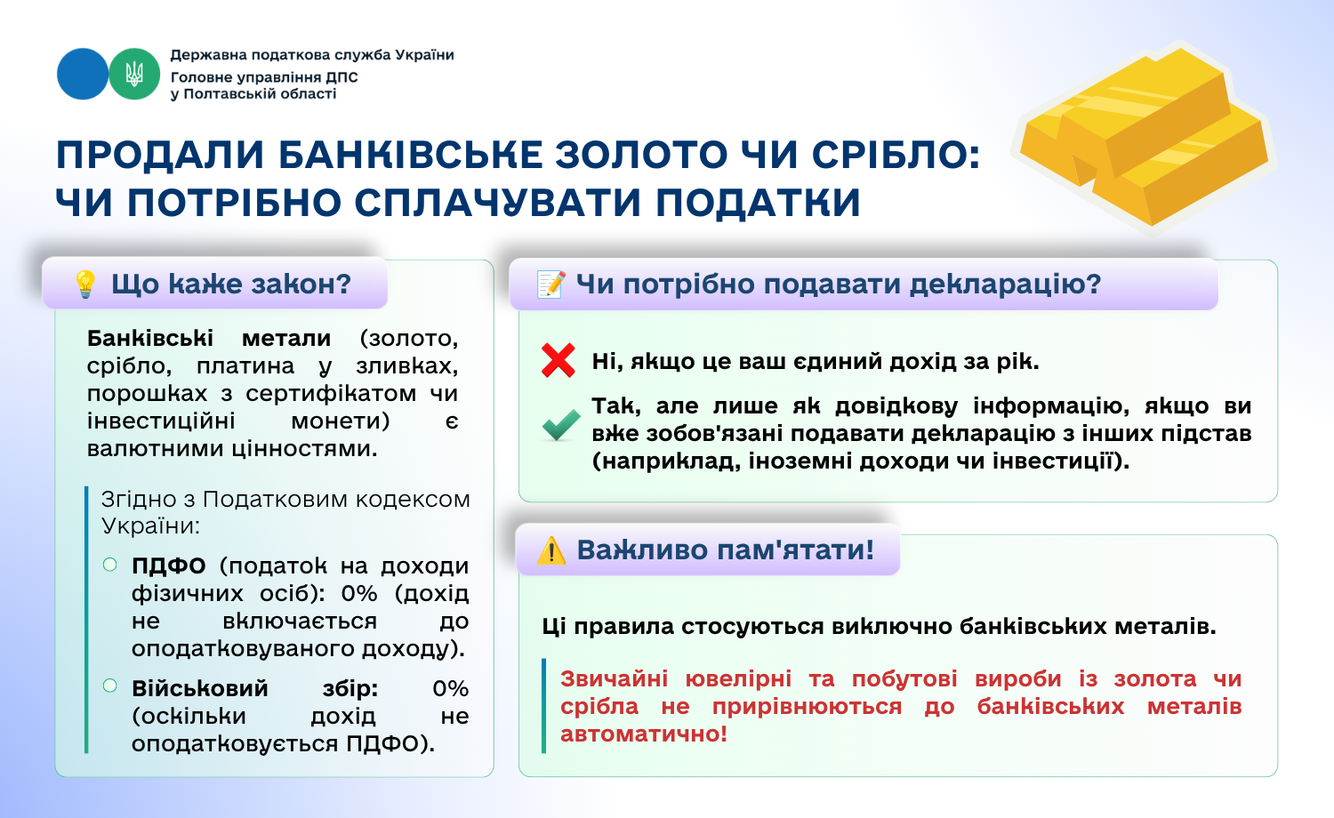 Продали банківське золото чи срібло: чи потрібно сплачувати податки