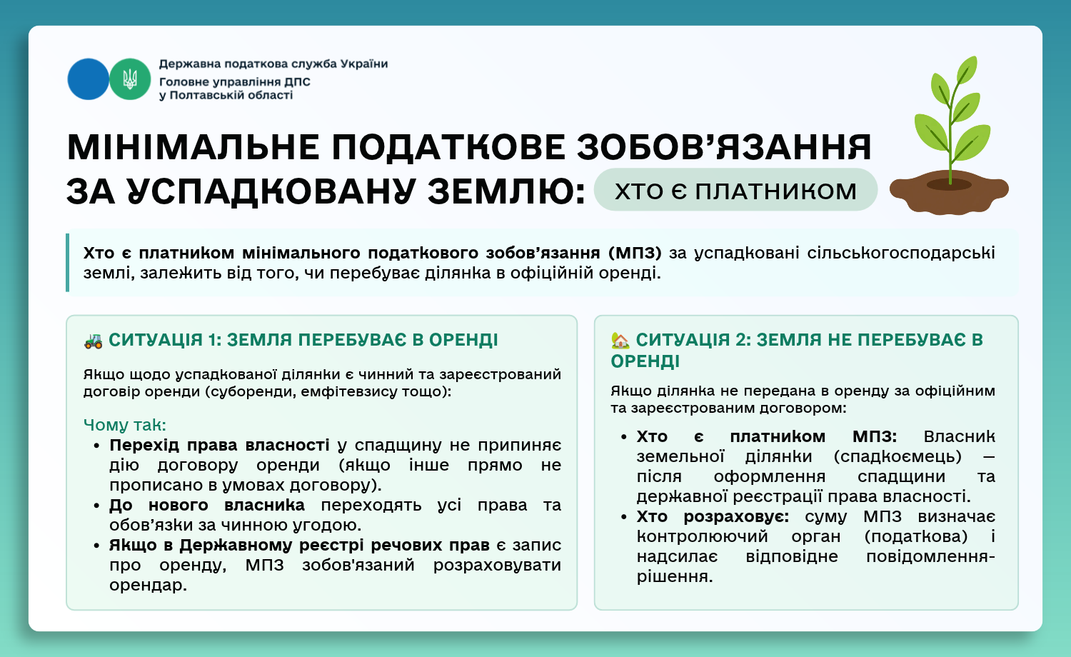 Мінімальне податкове зобов’язання за успадковану землю: хто є платником